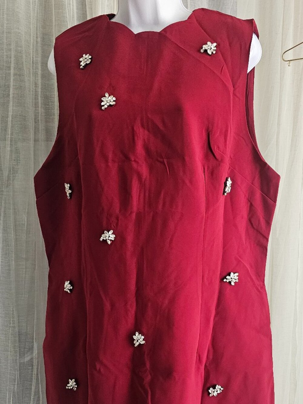 Women's Mini Sleeveless Embellished Formal Dress Red Size 2XL NWT